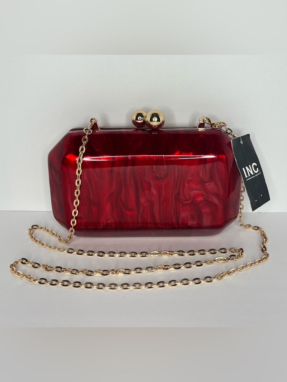 INC International Concepts Acrylic Swirl Minaudiere Clutch